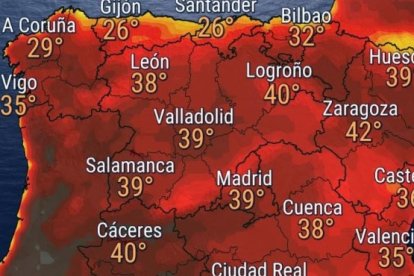 Temperaturas máximas previstas para la jornada de este martes, ELTIEMPO.ES