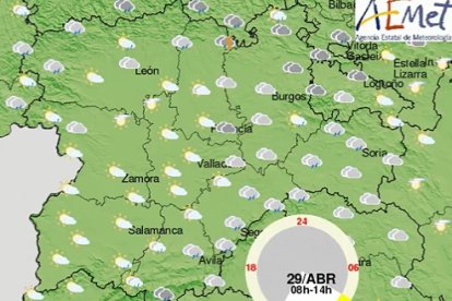 Previsión del tiempo para el 29 de abril de 2023. AEMET