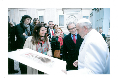 Los impulsores de la beatificación de Gaudí junto  con el Papa Francisco