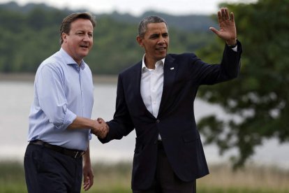 El primer ministro británico, David Cameron y el presidente de EE.UU., Barack Obama.