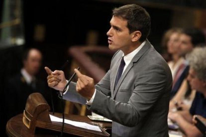 Albert Rivera, durante su intervención desde la tribuna de oradores del Congreso el pasado día 2.