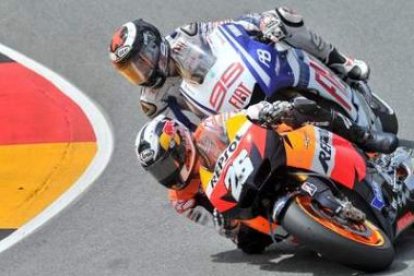 Pedrosa y Lorenzo en el GP de Alemania en Sachsenring .