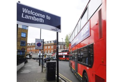 Señal de bienvenida de Lambeth, al sur de Londres.