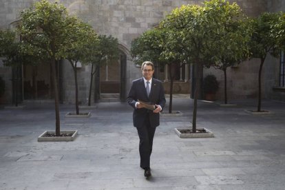 Artur Mas llega al Palau para la reunión del Consell Executiu, este martes.