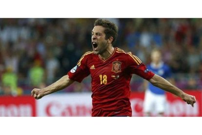 Alba celebra el gol marcado a Italia en la final de la Eurocopa.