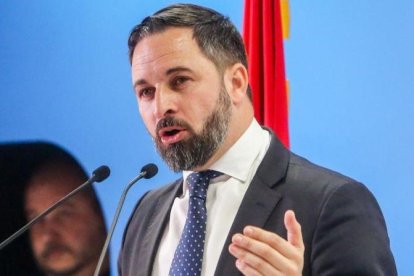 Santiago Abascal en un acto de La Razón.