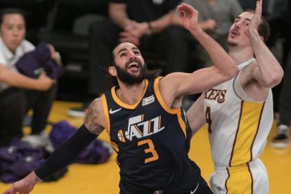 Ricky Rubio, en el último partido de Utah ante los Lakers.