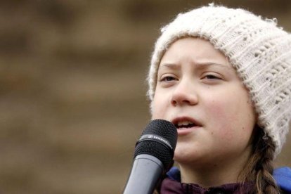 Greta Thunberg, durante un acto para reclamar medidas urgentes contra el cambio climático, en Hamburgo, el pasado 1 de marzo.