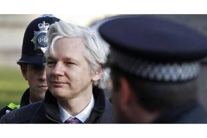 Julian Assange, el pasado febrero en los juzgados londinenses.