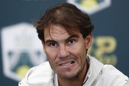 Nadal, en la rueda de prensa en París. IAN LANGSDON