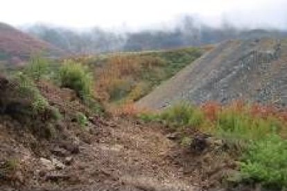 Los escombros afectan a un robledal en el paraje de Joujas, situado en monte de utilidad pública