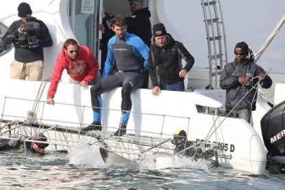 Michael Phelps, a punto de saltar al agua para el programa de Discovery en Español.