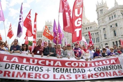 Cabecera de la manifestación del 1 de mayo en Madrid.