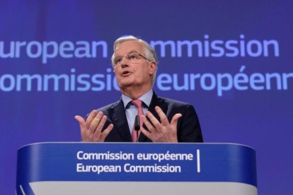 Michel Barnier, en la rueda de prensa de este viernes en Bruselas.