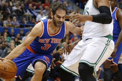 José Manuel Calderón, en un momento del partido preparatorio contra los Celtics.