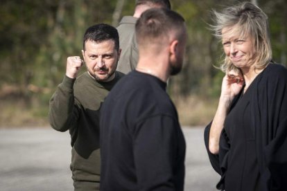 Zelenski ayer, tras su visita al Tribunal de La Haya. JEROEN JUMELET