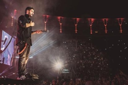 Melendi, en la actuación en la plaza de toros de Las Ventas de Madrid.