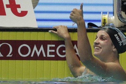 Regan Smith, tras imponerse y marca récord mundial en 200 espaldas en Gwangju.