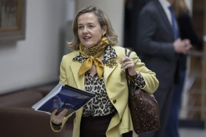 La vicepresidenta Nadia Calviño, ayer en el Senado. SERGIO PÉREZ