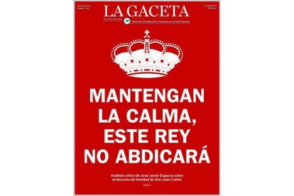 Portada de la última edición impresa de 'La Gaceta', publicada el 26 de diciembre del 2013.