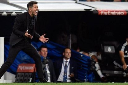 Simeone se queja de una acción en el derbi con el Madrid en el Bernabéu.