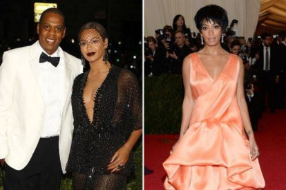 Jay Z, Beyoncé y su hermana Solange Knowles, en la gala del MET.