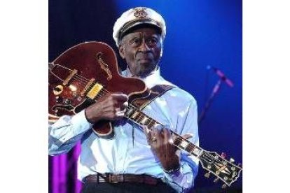 El músico Chuck Berry en Bilbao, en el último concierto que ofreció el verano pasado en España