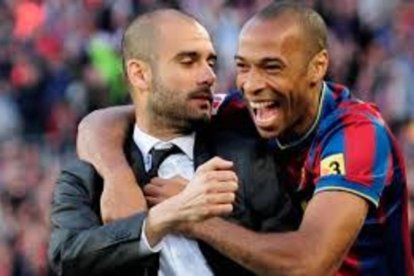 Thierry Henry y Pep Guardiola /