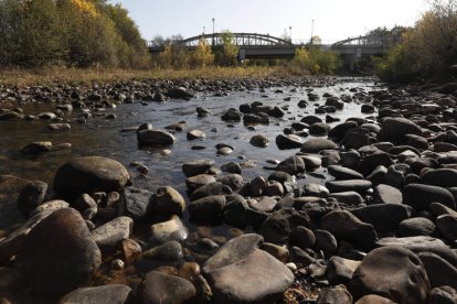 Imagen del río Eria a su paso por la provincia de León con apenas agua durante el verano. JESÚS F. SALVADORES