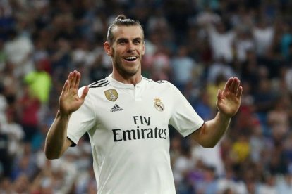 Gareth Bale celebra un gol esta temporada.