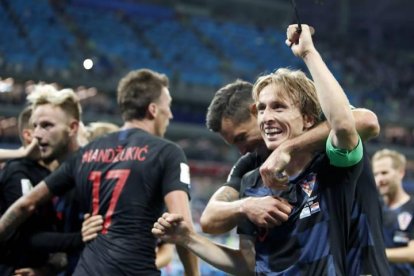 Modric celebra la victoria de su equipo frente a Argentina.