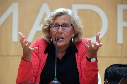 Manuela Carmena, en una rueda de prensa.