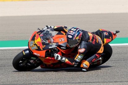 El piloto de Moto2 Brad Binder (Red Bull KTM Ajo), durante la sesión de entrenamientos libres celebrada ayer.