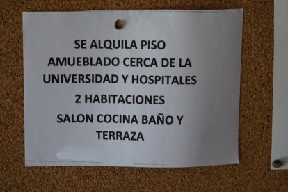 Anunció de un piso en alquiler en la Universidad de León. J. NOTARIO