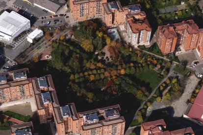 Vista aérea del parque Virgen del Camino, en el polígono X. DL