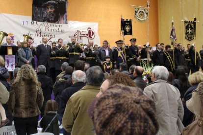 Un momento de una de las actuaciones de las bandas de Semana Santa, ayer en Pinilla.