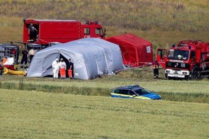 Lugar donde el helicóptero ha chocado contra el suelo cerca de la ciudad de Hamelin.