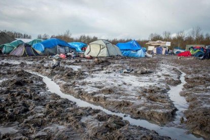 El campamento de refugiados en Grande-Synthe, en el norte de Francia.