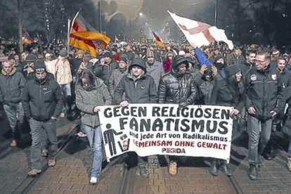 Manifestación de los partidarios de Pegida el 5 de enero pasado.