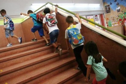 Vuelta al cole en un colegio de Barcelona.