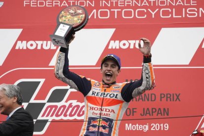 Márquez celebra su victoria. TORU HANAI