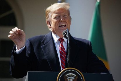 El presidente de los Estados Unidos en una conferencia en la Casa Blanca.