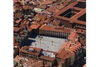 Vista aérea de la Plaza Mayor de la capital leonesa