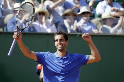 Albert Ramos celebra su pase a la final de Montecarlo.