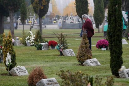 Las familias aprovechan los días previos a la celebración de Todos los Santos para adecentar las sepulturas de sus fallecidos. FERNANDO OTERO PERANDONES