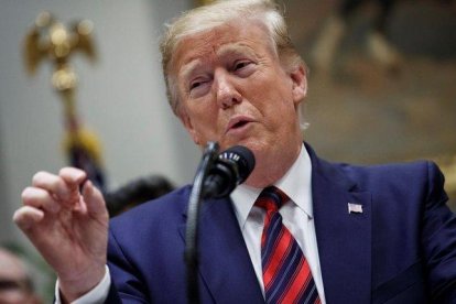 El presidente estadounidense, Donald Trump, durante una rueda de prensa en la Casa Blanca, este jueves.