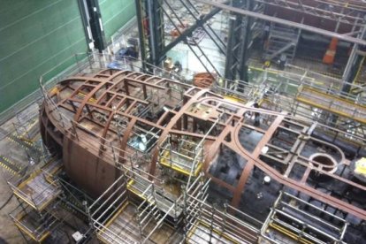 Construcción del submarino S-81, en el astillero de Navantia en Cartagena, en una imagen de archivo.