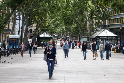 Aspecto de las Ramblas de Barcelona este lunes. QUIQUE GARCÍA