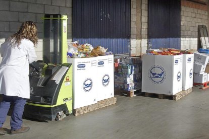 Palés en el Banco de Alimentos de León