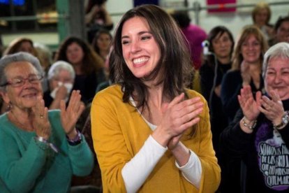 La portavoz de Podemos en el Congreso, Irene Montero, en su vuelta a la vida pública en el acto La vida, en el centro.